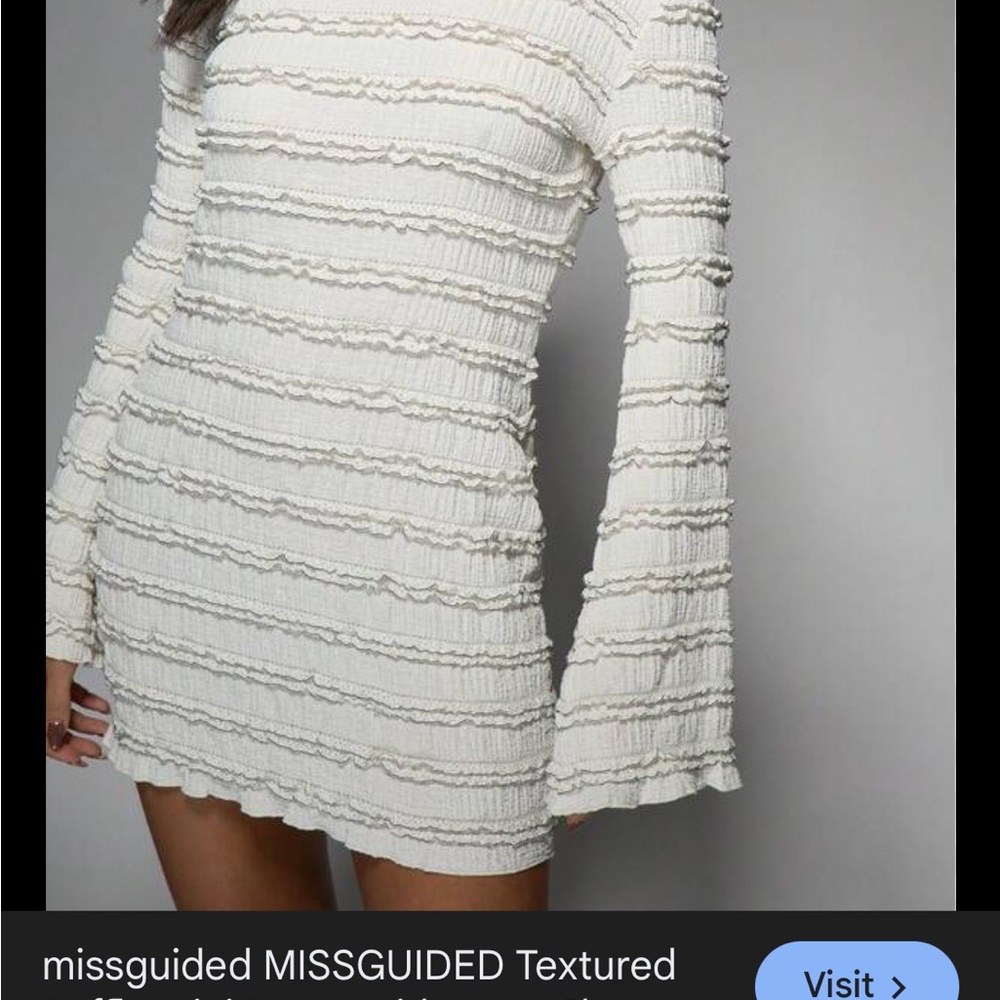 Missguided Ivory Textured Mini Dress
